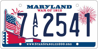 MD license plate 7AC2541