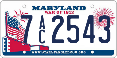 MD license plate 7AC2543