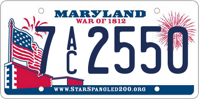 MD license plate 7AC2550