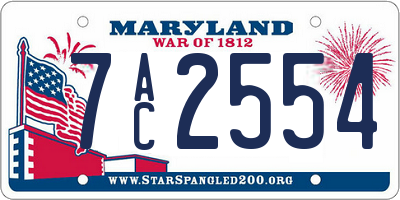 MD license plate 7AC2554