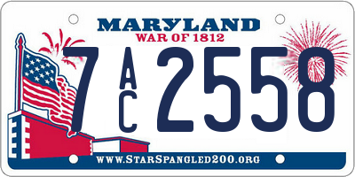 MD license plate 7AC2558