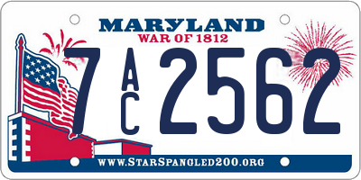 MD license plate 7AC2562