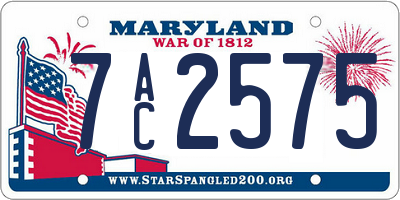 MD license plate 7AC2575