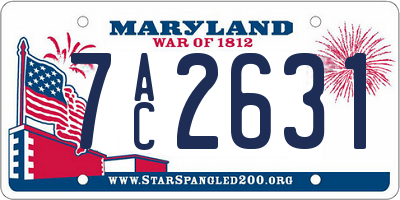 MD license plate 7AC2631