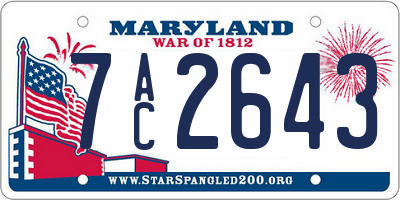 MD license plate 7AC2643