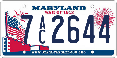 MD license plate 7AC2644