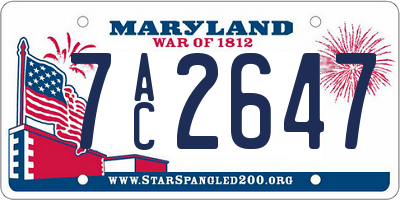 MD license plate 7AC2647
