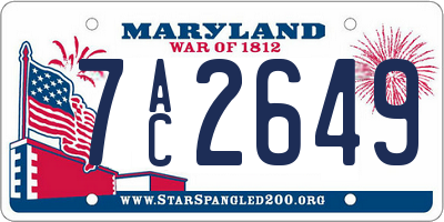 MD license plate 7AC2649