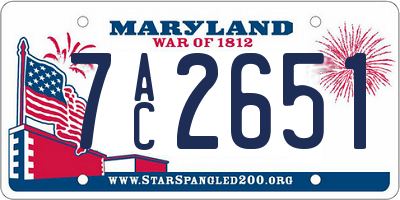 MD license plate 7AC2651