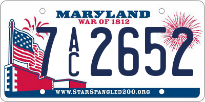 MD license plate 7AC2652