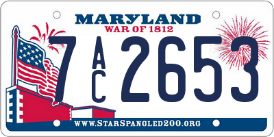 MD license plate 7AC2653
