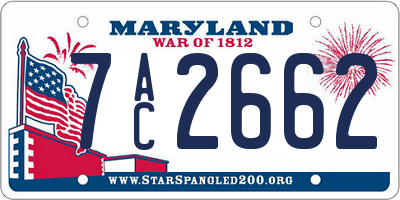 MD license plate 7AC2662