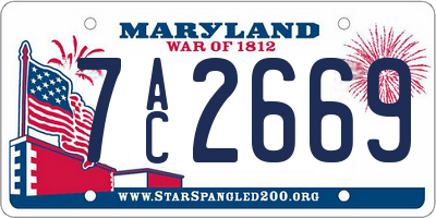 MD license plate 7AC2669