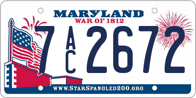 MD license plate 7AC2672