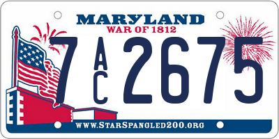 MD license plate 7AC2675