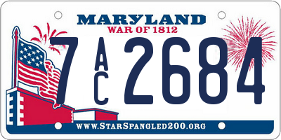 MD license plate 7AC2684