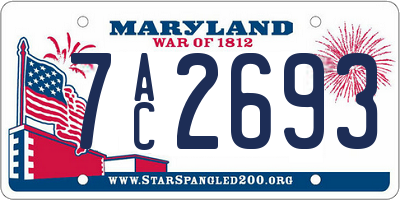 MD license plate 7AC2693