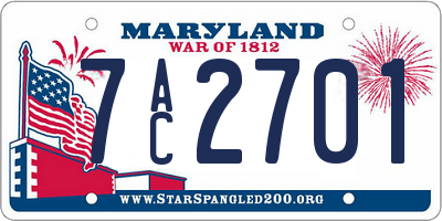 MD license plate 7AC2701