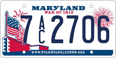 MD license plate 7AC2706
