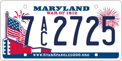MD license plate 7AC2725