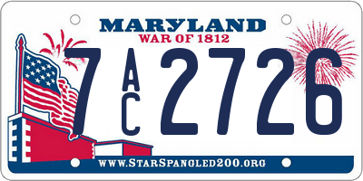 MD license plate 7AC2726