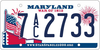 MD license plate 7AC2733