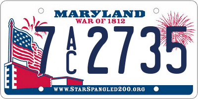 MD license plate 7AC2735