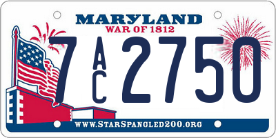 MD license plate 7AC2750