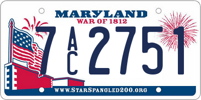 MD license plate 7AC2751