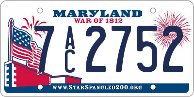MD license plate 7AC2752