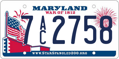 MD license plate 7AC2758