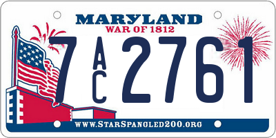 MD license plate 7AC2761