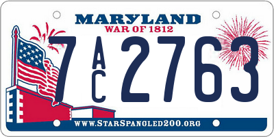 MD license plate 7AC2763