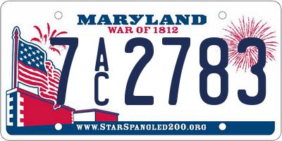 MD license plate 7AC2783
