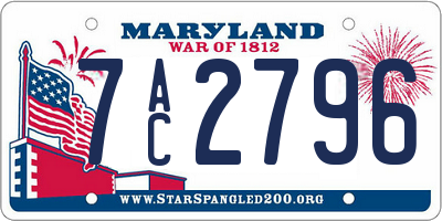 MD license plate 7AC2796