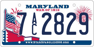 MD license plate 7AC2829