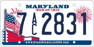 MD license plate 7AC2831