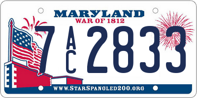 MD license plate 7AC2833