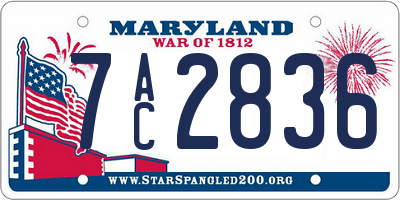 MD license plate 7AC2836