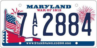 MD license plate 7AC2884
