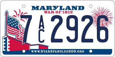 MD license plate 7AC2926