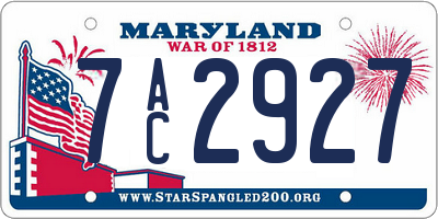 MD license plate 7AC2927
