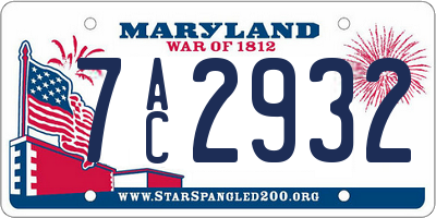 MD license plate 7AC2932