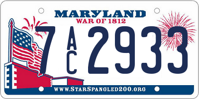 MD license plate 7AC2933
