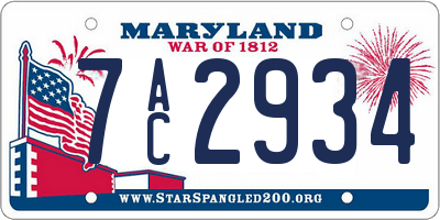 MD license plate 7AC2934