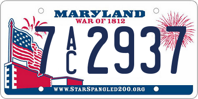MD license plate 7AC2937