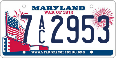 MD license plate 7AC2953