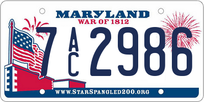 MD license plate 7AC2986