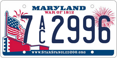 MD license plate 7AC2996
