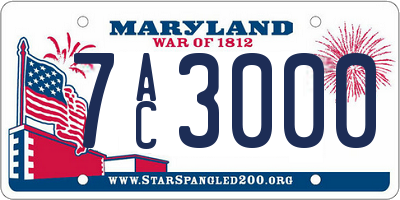 MD license plate 7AC3000